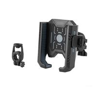 Support de téléphone pour guidon de moto avec poignée en silicone absorbant les chocs et mécanisme de libération rapide à une main (gris)