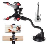 Support de téléphone pour guitare - Support de serrage réglable et rotatif à 360° - Support universel pour smartphone - Maintien sûr - Support de bras flexible - Accessoire de musicien pratique pour