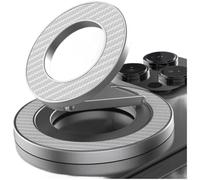 Support de téléphone pour intérieur de voiture, rotatif à 360 degrés, support pliable en alliage de métal avec triple charnière pour smartphone (argent)