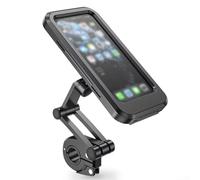 Support de téléphone pour moto avec anneau en silicone imperméable, film PET tactile et support rotatif à 360 degrés pour la navigation et le traitement des appels (rétroviseur)