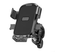 Support de téléphone pour moto électrique avec bras de serrage à verrouillage ferme et rotation flexible à 360 degrés (guidon noir)