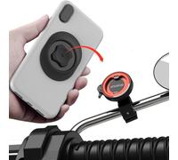 Support de téléphone pour moto, support de téléphone en aluminium pour rétroviseur de moto avec adaptateur universel, [Φ10-14 mm] rotation à 360° pour scooter, électrique, moto compatible avec