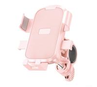 Support de téléphone pour motocyclistes électriques avec pince de bras solide avec protection en silicone et rotation à 360 degrés pour un positionnement réglable du téléphone (guidon rose)