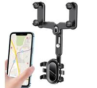 Support de téléphone pour rétroviseur, rotation à 360°, clip réglable anti-secousses pour la navigation, les appels téléphoniques, le visionnage vidéo (noir, ABS)