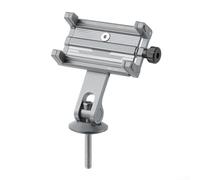 Support de téléphone pour vélo avec système de verrouillage mécanique à quatre griffes conçu pour la stabilité sur les routes cahoteuses et toutes les conditions de conduite (modèle guidon argenté)