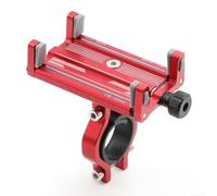 Support de téléphone pour vélo fabriqué à partir d'aluminium léger pour alliage avec base renforcée et mécanisme de verrouillage à quatre griffes pour une résistance aux vibrations (tige rouge)