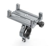 Support de téléphone pour vélo fabriqué à partir d'aluminium léger pour alliage avec base renforcée et mécanisme de verrouillage à quatre griffes pour une résistance aux vibrations (tige argentée)