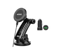 Accezz Support de téléphone pour voiture - MagSafe - Chargeur sans fil - Universel - Tableau de bord et pare-brise - Noir