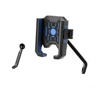 Support de téléphone robuste pour rétroviseur de moto avec double protection contre les chocs, utilisation facile d'une seule main pour GPS et smartphones jusqu'à 18,3 cm, gris (bleu)