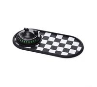 Support de téléphone rotatif à 360 degrés sur le tableau de bord de voiture antidérapant avec compartiments réutilisables pour les essentiels quotidiens (noir et blanc)