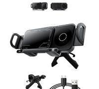 Support de téléphone Rotatif Automatique 2 en 1, Support de Voiture Rotatif à Chargement sans Fil, Support de téléphone Universel, Chargeur de Voiture à Charge Rapide for Tableau de Bord(Grey)