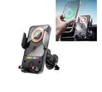 Support De Téléphone Rotatif Intelligent Et Chargeur sans Fil 2-en-1 pour Voiture, Support Telephone Voiture Induction, Fonction De Serrage Automatique, Charge Rapide 15 W
