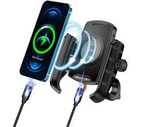 Support De Téléphone Sans Fil Qc3.0 Usb C Pour Guidon De Moto Fonctionne Avec Les Motos 12 V/24 V Ou En Branchant À Une Prise Usb A Universelle Pour Téléphones Portables De 4 À 7 Pouces