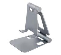 Support de téléphone stable en aluminium pour installation de bureau avec contrôle de pliage intégré et design discret (gris)