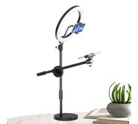 Support de téléphone - Support de caméra de bureau avec cadre réglable, support de téléphone alimenté par USB avec lumière de remplissage, support d'enregistrement vidéo en ABS stable pour la création