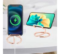 Support de téléphone, support universel de smartphone pour bureau, design de cadre en fil de fer élégant, support de téléphone en plastique/métal stable pour les appels vidéo et la lecture, finition o