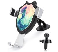 Support de téléphone universel 3 en 1 avec ventouse réglable en forme de queue de sirène avec crochet en métal pour grille d'aération, pare-brise, tableau de bord, accessoires de voiture, décoration
