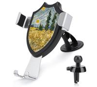 Support de téléphone universel 3 en 1 pour voiture avec ventouse réglable, champs de blé et cyprès, support de téléphone portable avec crochet en métal pour grille d'aération, pare-brise, tableau de