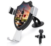 Support de téléphone universel pour voiture, tonneau de vin en bois sur bouteille de vin, rotation imprimée, support de téléphone de voiture pour tableau de bord, pare-brise, grille d'aération