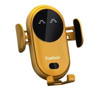 Support de téléphone voiture chargeur sans fil avec fixation télescopique automatique support de ventilation jaune
