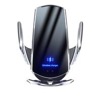 Support de Téléphone Voiture Chargeur sans Fil Bluetooth Grille Aération Rotatif Argent