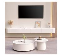 Support de télévision Flottant Meuble TV Suspendu Meuble de Rangement en Bois sous la télévision unité de Divertissement Moderne avec 3/4 de Rangement étagère de Divertissement Console(Blanc,140cm)