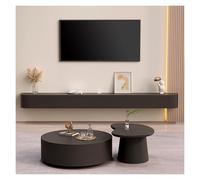 Support de télévision Flottant Meuble TV Suspendu Meuble de Rangement en Bois sous la télévision unité de Divertissement Moderne avec 3/4 de Rangement étagère de Divertissement Console(Noir,240cm)