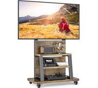 Support de télévision Roulant avec roulettes pour écrans de 32 à 75 Pouces, Support TV Roulette et Grand Espace de Stockage - Support TV sur Pied réglable en Hauteur, avec Une capacité Max de 68 kg