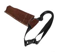 Support de tige de soudage en cuir résistant à la chaleur et renforcé avec des rivets et ceinture réglable pour soudeurs (marron à deux couches)