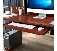 Support de tiroir de bureau coulissant à angle arrondi pour bureau à domicile, couleur teck, 70 cm, organisateur peu encombrant pour un espace de travail efficace