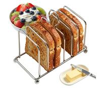 Support de toast, 6 emplacements vintage en acier inoxydable | Présentoir de table | Support pour petit déjeuner | Pour maison, appartement, cuisine, salle à manger, restaurant, hôtel, buffet