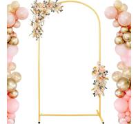 Support De Toile De Base Arche De Mariage - Cadre D'Arrière-Plan Arqué en Métal Doré pour Décoration De Fête | Portable pour Anniversaire, Cérémonie, bébé Shower, Graduation