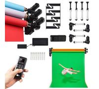 Support de Toile de Fond électrique Mural/Plafond avec télécommande, kit de Support de Toile de Fond motorisé à Rouleau, Charge 20 kg, Support de Toile de Fond sur Pied, for Studio Photo(4 Rollers)