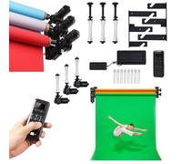 Support de Toile de Fond électrique Mural/Plafond avec télécommande, kit de Support de Toile de Fond motorisé à Rouleau, Charge 20 kg, Support de Toile de Fond sur Pied, for Studio Photo(3 Rollers)