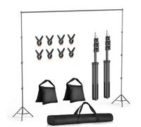 SUPPORT DE TOILE DE FOND PHOTO AJUSTABLE 2.6x3m, KIT COMPLET AVEC PINCES, SAC...