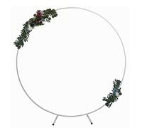 Support de toile de fond rond en aluminium de 2,3 m - Kit d'arche de mariage pour décorations de ballons, idéal pour les fêtes d'anniversaire et les fêtes prénuptiales - Superbe fond photo (blanc)