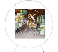 Support de Toile de Fond Rond en métal for Arche de Jardin de Mariage, Grand Cadre d'arche de Ballons Circulaire et Treillis for décoration de Mariage, Arche de cérémonie Extra Large(White,1.8m)