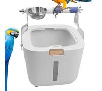 Support de toilette pour oiseau - Perche de toilette pour oiseau - Aide à l'entraînement - Support d'escalade avec bol d'alimentation, plate-forme de ponçage Pat' pour oiseaux, perruches, cockatiels