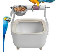 Support de toilette pour oiseaux, support de toilette pour oiseaux avec seau - Arrêt d'entraînement de bureau pour oiseaux | Station de broyage de poteau avec tasse d'alimentation pour oiseaux de