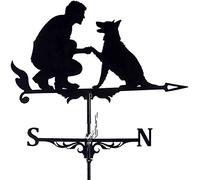 Support de toit de girouette de ferme, girouette de jardin en métal, décoration de girouette de toiture en acier inoxydable, convient pour le jardin d'arrière-cour,86 * 35cm-Man and Dog (Mananddog 86