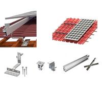 Support de toit en briques pour panneau solaire PV - Pour 1 à 4 modules - Extensible (pour 4 panneaux) - Argenté