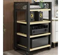 Support de tour audio à 4 niveaux - Étagère à roulettes réglable pour lecteur CD et équipement audiovisuel, parfait pour la configuration du home cinéma et de la musique