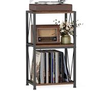 Support de tourne-disque à 3 niveaux avec rangement de disques vinyles, table de lecteur de disques avec rangement, support de platine pour lecteur vinyle, support de disques vinyle pour salon