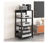 Support de tourne-disque à 4 niveaux HiFi AV Tour multimédia réglable Amplificateur de puissance et stockage CD Centre de divertissement mobile élégant