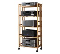 Support de tourne-disque à 5 niveaux HiFi - Support mobile pour système stéréo - Armoire d'angle ouverte - 158 cm de haut - Solution de rangement élégante pour divertissement à domicile