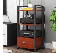 Support de tourne-disque avec étagère Der AV Ma Rack de jeu ou tour de table en vinyle pour chambre à coucher, salon, petit centre de divertissement (noir)