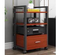 Support de tourne-disque avec roulettes, meuble de rangement d'angle à 3 niveaux, étagère réglable en hauteur pour projecteurs, téléviseurs, routeurs et haut-parleurs