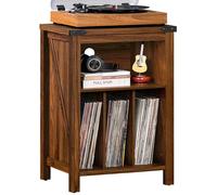 Support de Tourne-Disque avec Support en Vinyle, Marron, Peut contenir jusqu'à 160 Albums, Grand Support pour Tourne-Disque en Bois, Armoire pour Salon, Chambre à Coucher, Bureau