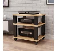 Support de tourne-disque, console multimédia en métal avec séparateurs pour rangement de vinyle, meuble TV d'angle compact pour salon et chambre à coucher