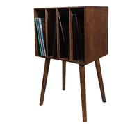Support de Tourne-Disque en Noyer, Meuble de Rangement pour disques vinyles, séparateurs Amovibles, Support de Disque Gramophone pour Salon, Chambre à Coucher, 45x35x147cm